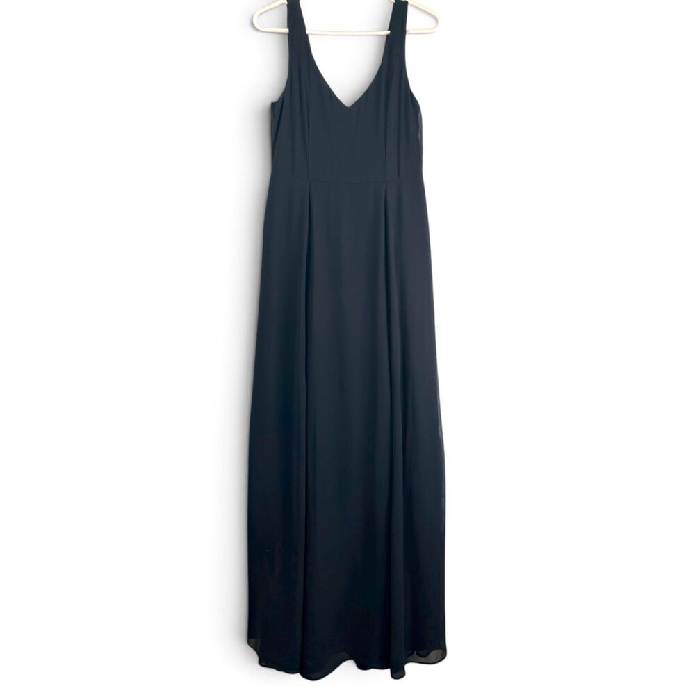 show me your mumu black chiffon maxi dress sleeveless v neck zip back size large